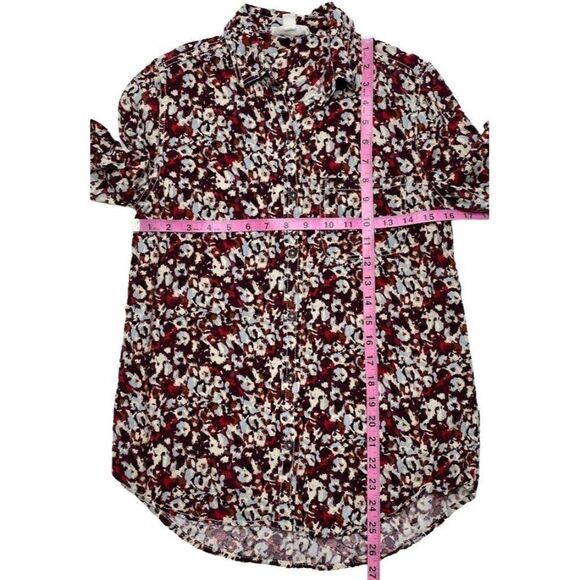 Beach Lunch Lounge Red Plum Blue Button Down Top sz XS - Picture 7 of 9